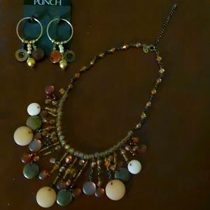 Necklace and hoop earrings